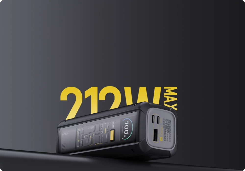 XIAOMI HYPERCHARGE vésztöltő 2 Type-C / USB aljzat (25000mAh, 212W, PD gyorstöltő, LED kijelző)