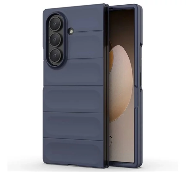 Samsung Galaxy Z Fold7 Szilikon telefonvédő (ütésállóság, kameravédő, 3D) SÖTÉTKÉK