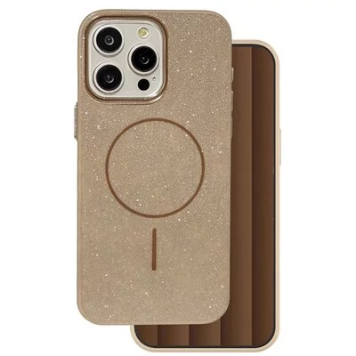 Apple iPhone 11 Szilikon telefonvédő (műanyag hátlap, kameravédő, MagSafe, csillogó) BARNA
