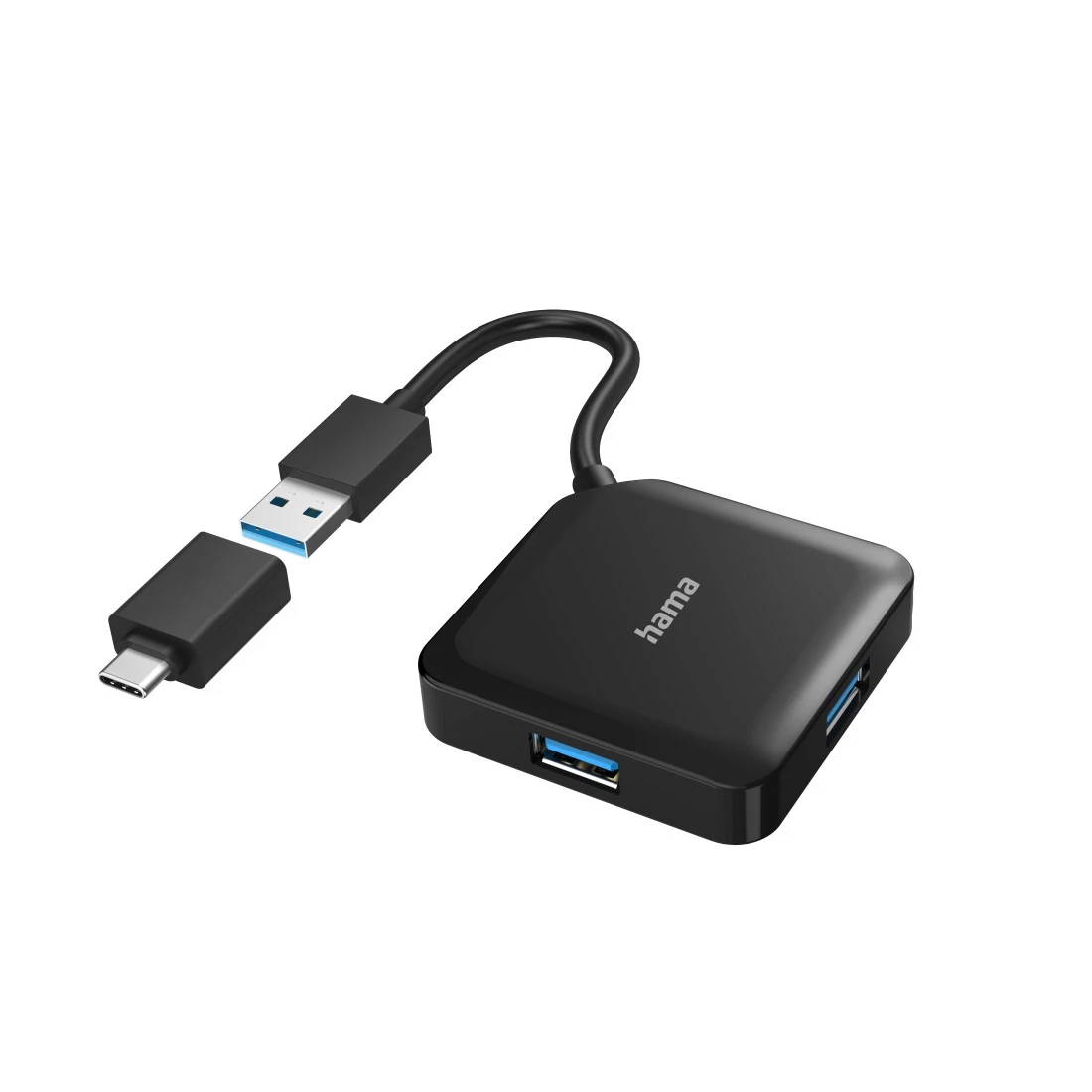 FIC USB 3.2 GEN1 HUB, 1:4 BUSPOW. FEKETE 5Gb/S(+USB TYPE-C OTG)