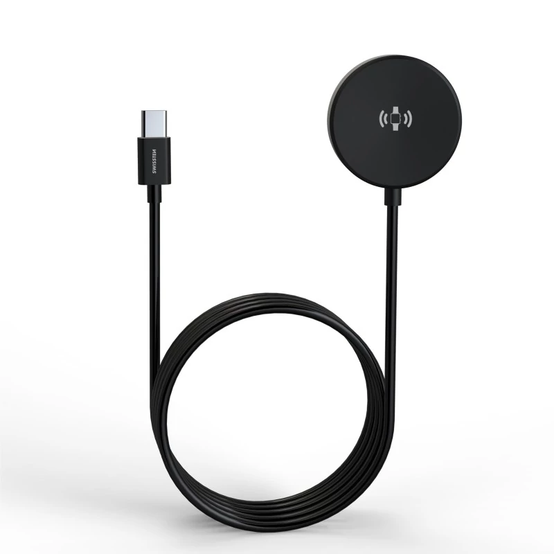 Vezeték nélküli Samsung Galaxy Watch mágneses töltő, USB-C, 1,2m, fekete
