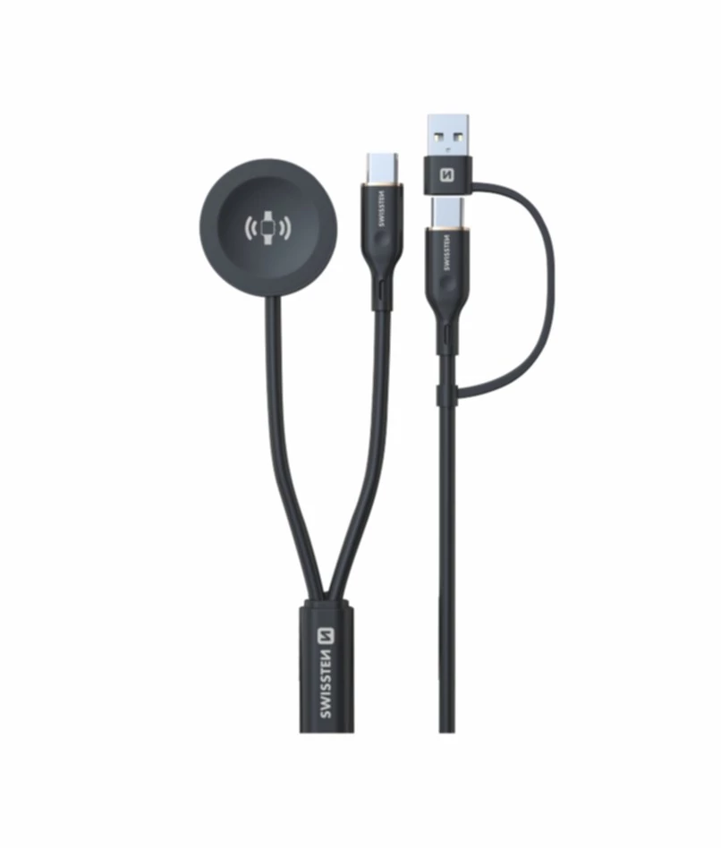 2in1 vezeték nélküli töltő, Samsung Galaxy Watch & USB-C kábel, 1,2m, fekete