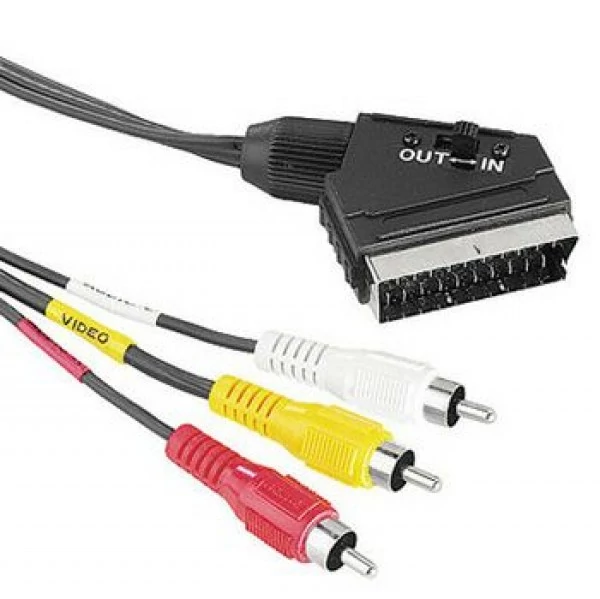 Hama Videó-kábel, Scart-dugasz - 3 RCA-dugasz (Videó/sztereó-audió), 1,5 m