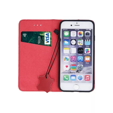 Genuine Leather Apple iPhone 13 Pro Max (6.7) oldalra nyíló mágneses bőrhatású könyv tok szilikon be