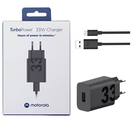 Motorola TurboPower (PG38C06448) fekete gyári hálózati töltő USB-C kábellel 3A 33W