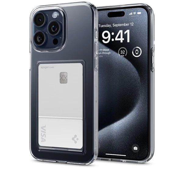 Spigen Crystal Slot Apple iPhone 15 tok, Crystal Clear, átlátszó
