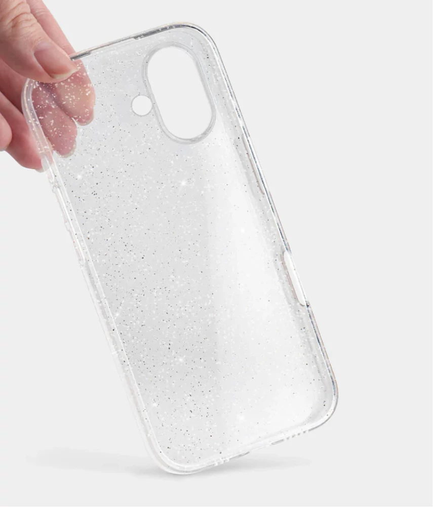 iPhone 16 csillámos szilikon hátlap, Átlátszó