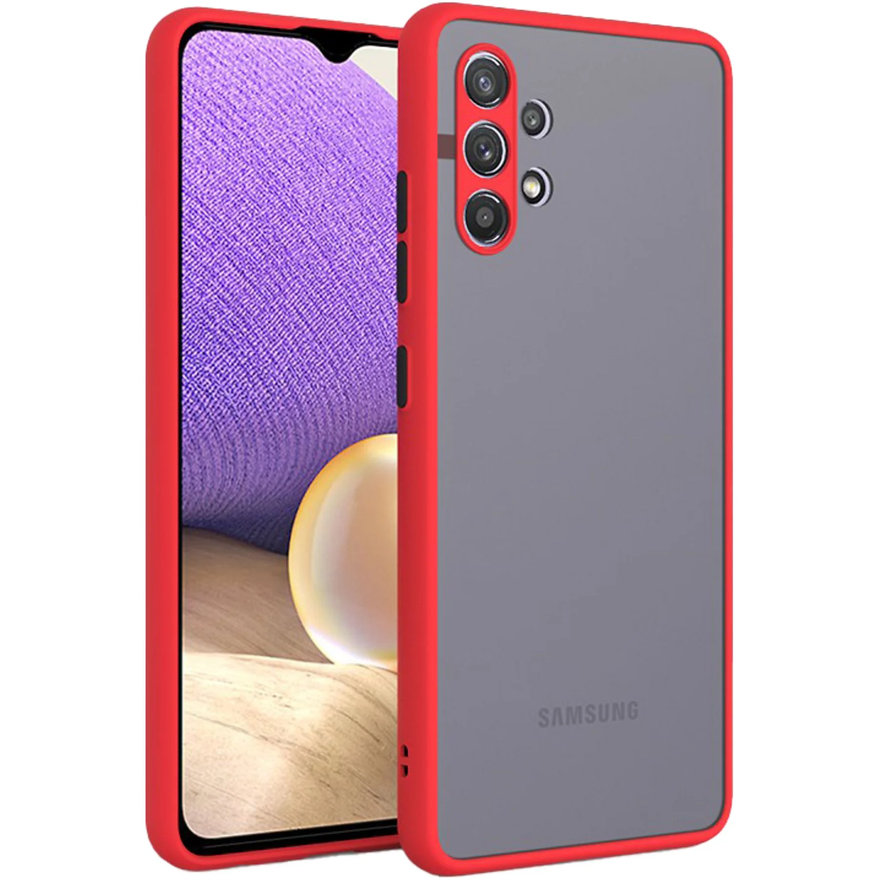 SAMSUNG A22 5G MŰANYAG TOK, PIROS-FEKETE