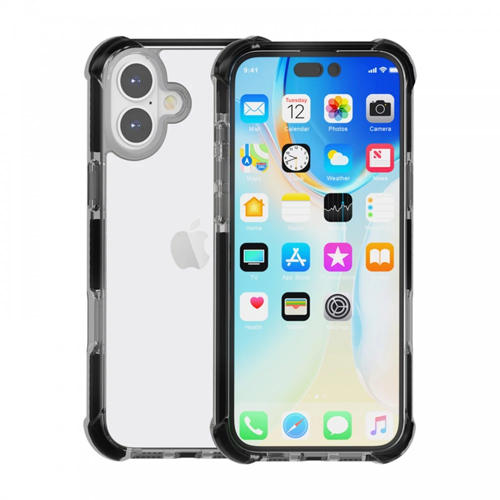 iPhone 17 ütésálló szilikon hátlap, Fekete