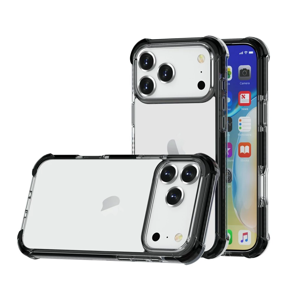 iPhone 17 Pro Max ütésálló szilikon hátlap, Fekete