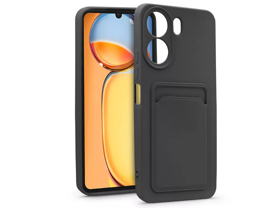 XIAOMI REDMI 13C SZILIKON HÁTLAP KÁRTYATARTÓVAL - CARD CASE - FEKETE
