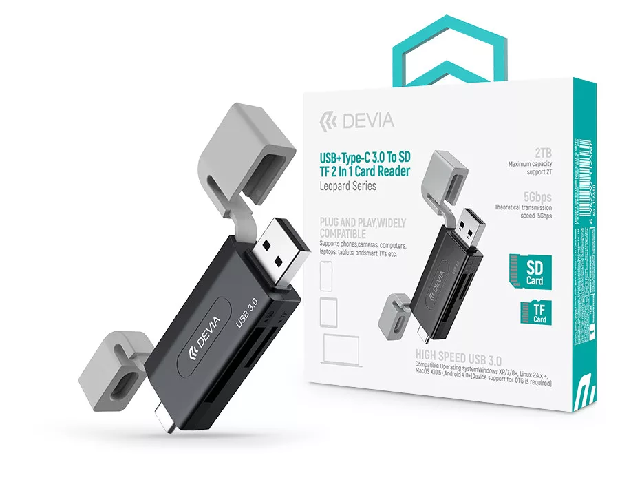 Devia Leopard Series 2in1 SD/microSD USB 3.0 + Type-C memóriakártya-olvasó