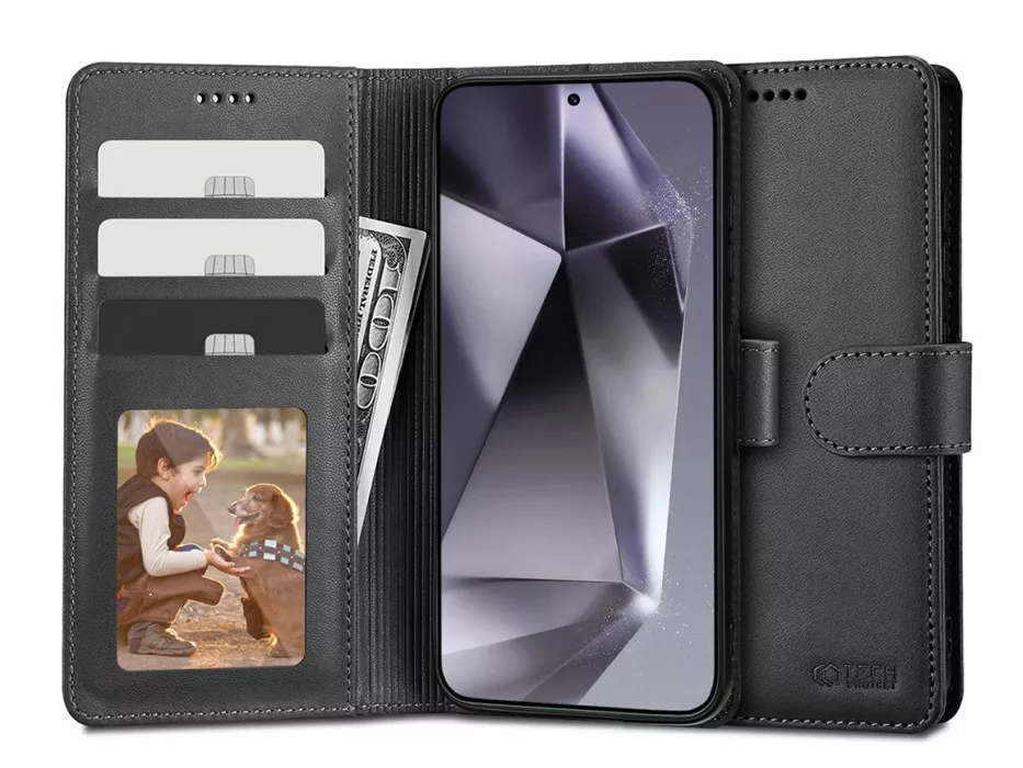 TECH-PROTECT WALLET FLIPES BŐRTOK - SAMSUNG SM-S926 GALAXY S24+ - FEKETE