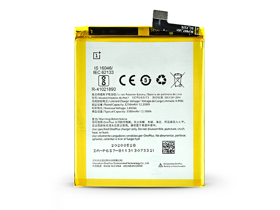 OnePlus 6 (A6000) gyári akkumulátor – Li-polymer 3300 mAh – BLP657 (ECO csomagolás)