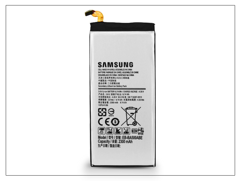 Samsung SM-A500F Galaxy A5 gyári akkumulátor – Li-Ion 2300 mAh – EB-BA500ABE (csomagolás nélküli)