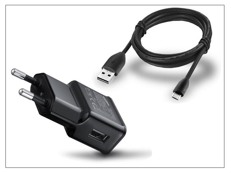 Samsung gyári USB hálózati töltő adapter + micro USB adatkábel – 5V/2A – ETA-U90EBEG black (csomagolás nélküli/enyhén karcos)