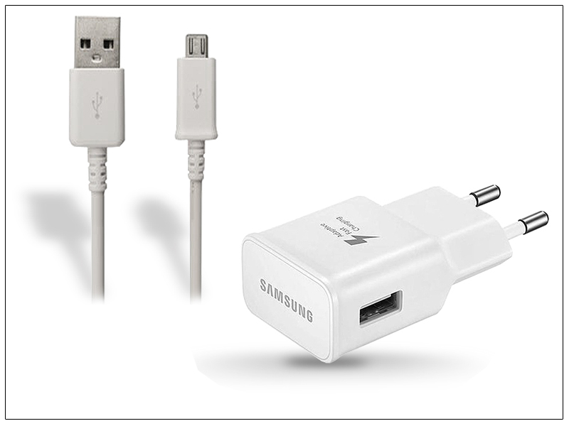 Samsung gyári USB hálózati töltő adapter + micro USB adatkábel – 5V/2A – EP-TA20EWE + ECB-DU4AWE/EWE white (csomagolás nélküli)