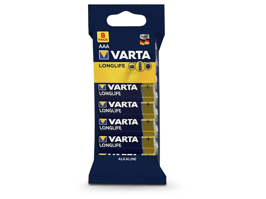 VARTA Longlife Alkaline AAA ceruza elem – 8 db/csomag
