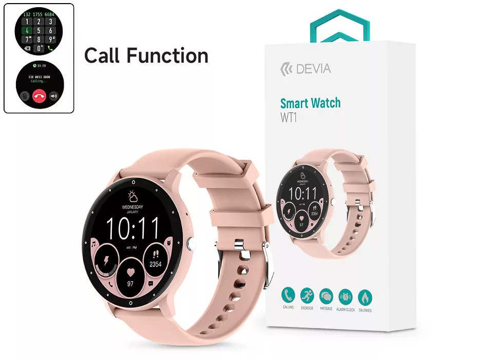 DEVIA WT1 SMART WATCH OKOSÓRA - RÓZSASZÍN