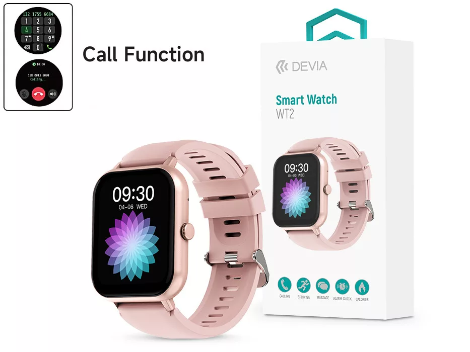 DEVIA WT2 SMART WATCH OKOSÓRA - RÓZSASZÍN
