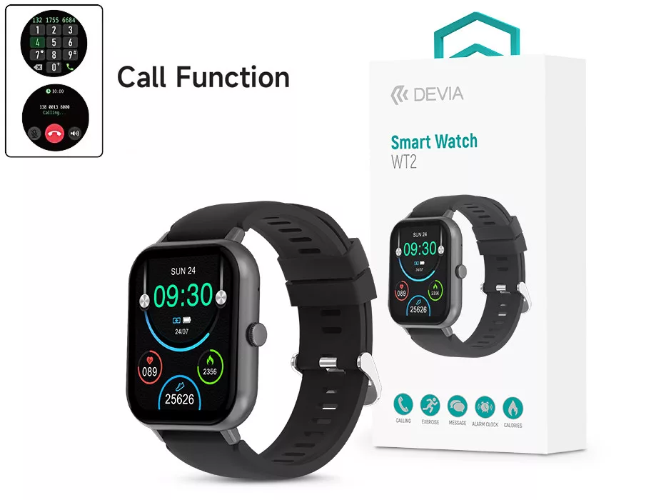 DEVIA WT2 SMART WATCH OKOSÓRA - SÖTÉT SZÜRKE