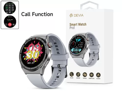 DEVIA PRO1 SMART WATCH OKOSÓRA AMOLED KIJELZŐVEL - EZÜST