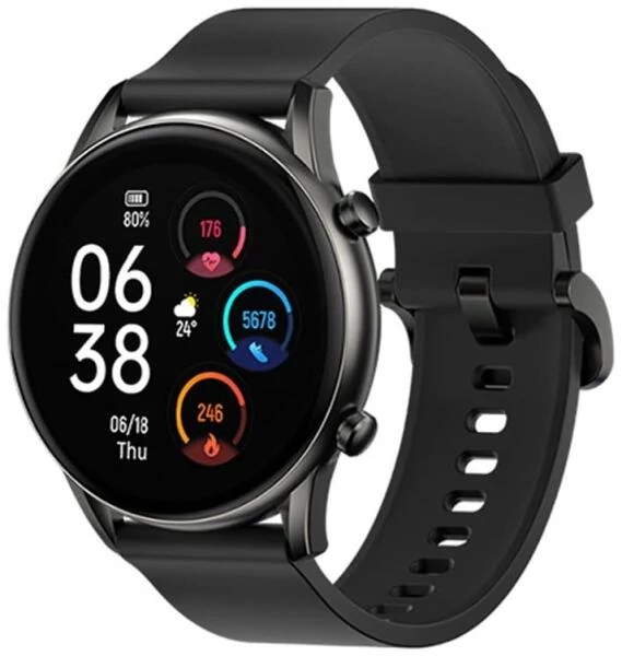 HAYLOU RT2 okosóra (45 mm, szilikon szíj, fém ház, aktivitásmérő, 12 sport mód) FEKETE