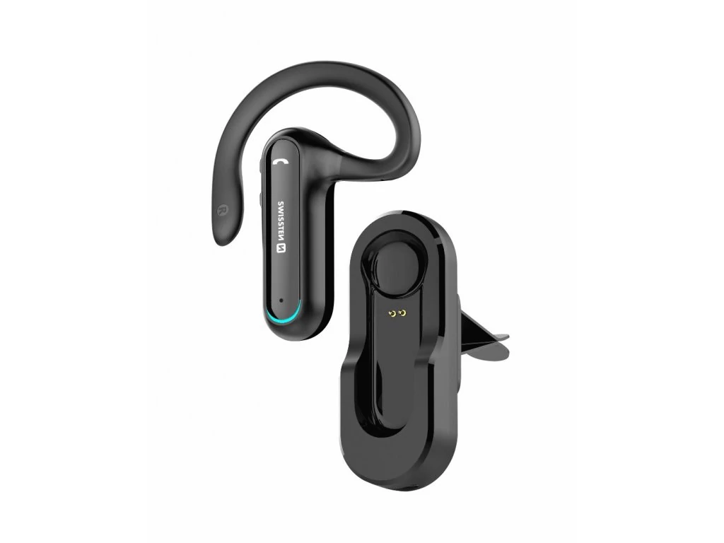 Swissten Dock bluetooth headset autós szellőzőrácsba illeszthető dokkolóval, fekete