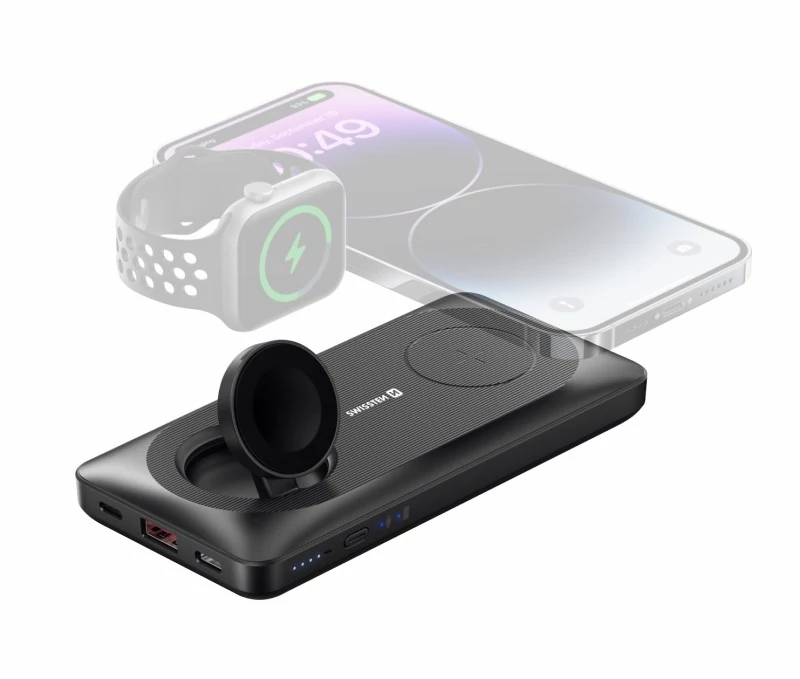 Swissten Pass Through 20W 10000 mAh 2in1 Apple Watch MagSafe Külső akkumulátor / Power bank