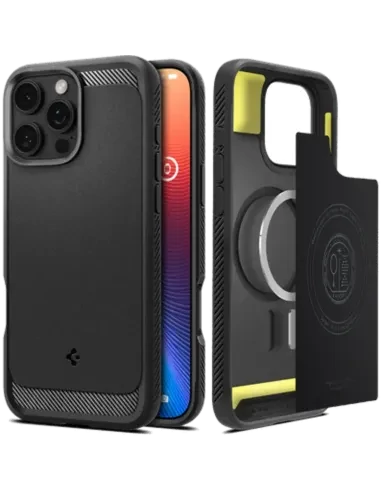 Spigen Rugged Armor MagFit Apple iPhone 16 Pro Max tok - Matte Black, (fekete)