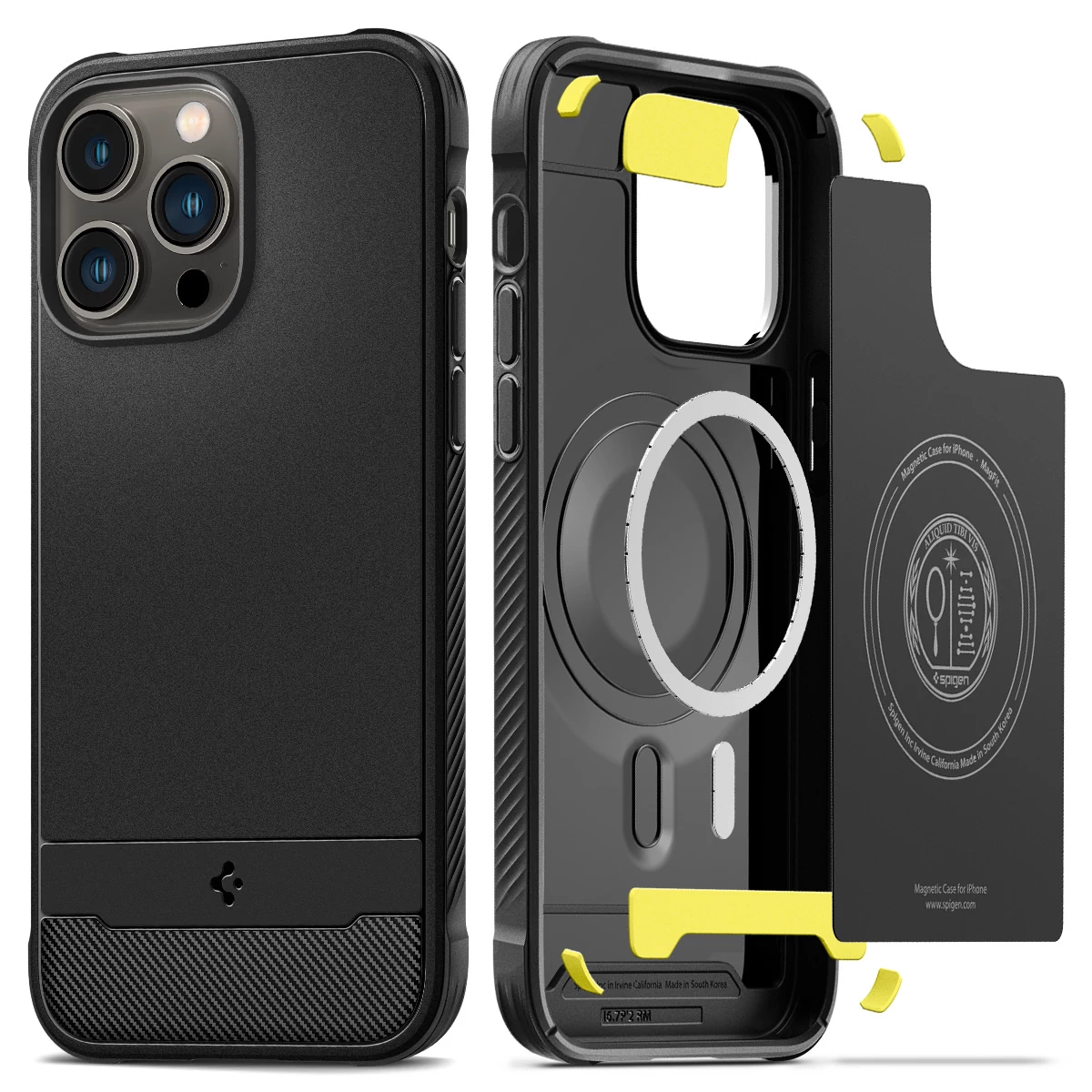 Spigen Rugged Armor MagFit Apple iPhone 15 Pro Max tok - MagSafe, Matt Black, (fekete)