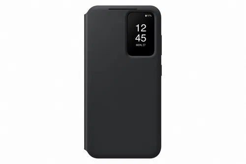 Samsung Galaxy S23 Ultra  SAMSUNG tok álló (aktív FLIP, oldalra nyíló, átlátszó előlap) FEKETE