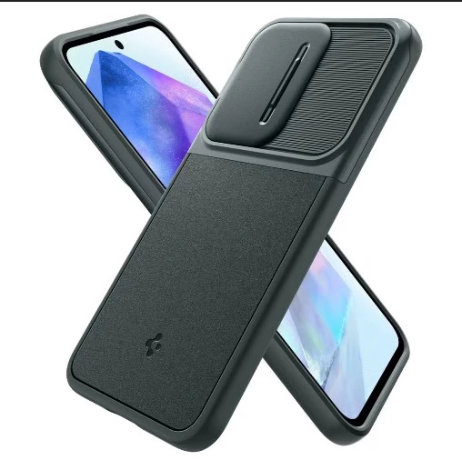 Samsung Galaxy A55 5G SPIGEN OPTIK ARMOR műanyag telef onvédő (szilikon keret, kameravédő) SÖTÉTZÖLD