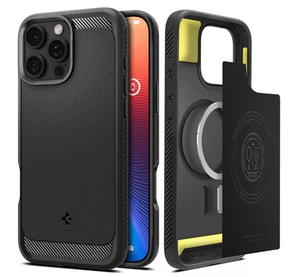 Spigen Rugged Armor MagFit Apple iPhone 16 Pro tok - Matte Black, (fekete)