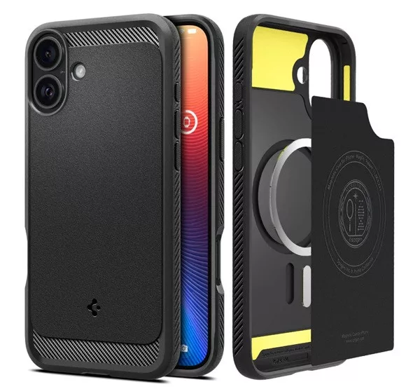 Spigen Rugged Armor MagFit Apple iPhone 16 Plus tok - Matte Black, (fekete)