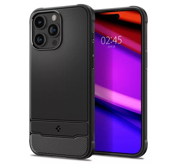 Spigen Rugged Armor MagFit Apple iPhone 15 Pro tok - MagSafe, Matt Black, (fekete)