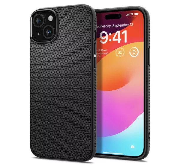 Spigen Liquid Air Apple iPhone 15 tok - Matt Black, (fekete)
