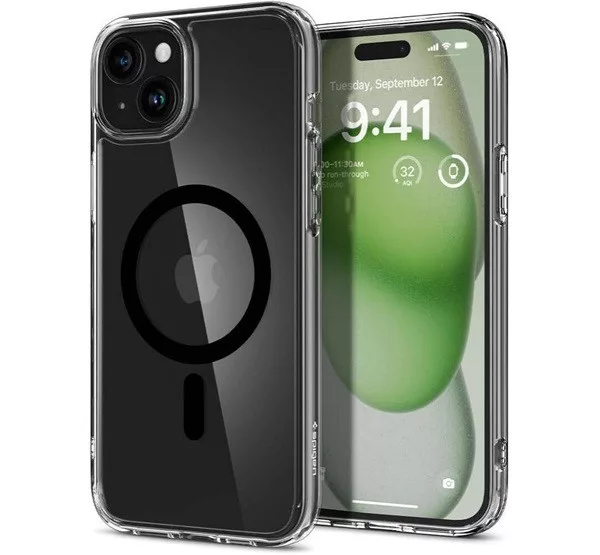 Spigen Ultra Hybrid MagFit iPhone 16 tok - MagSafe fekete (átlátszó)