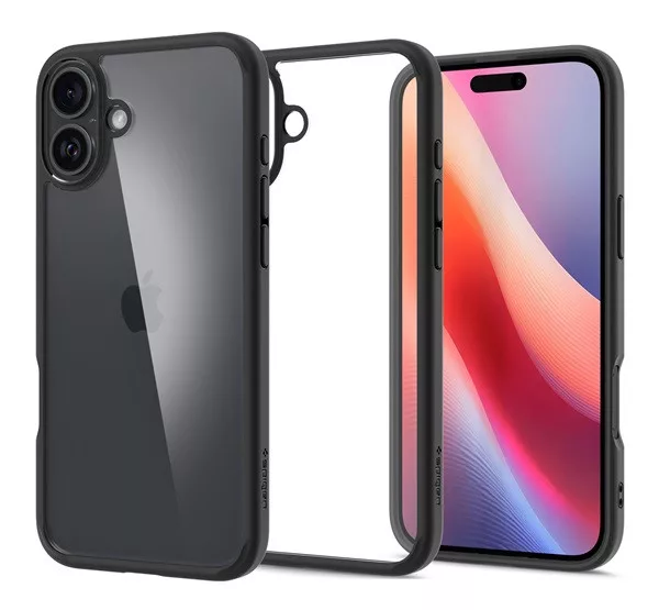 Spigen Ultra Hybrid Apple iPhone 16 tok - Matte Black, fekete (átlátszó)